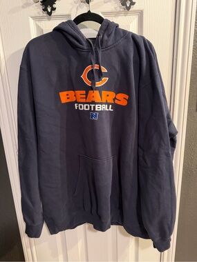 NFL Navy Blue Chicago Bears Zip-Up Hoodie with Orange Logo